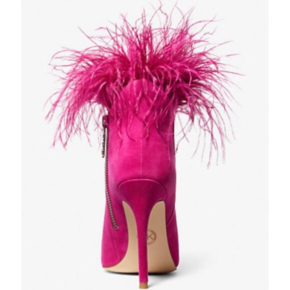 MICHAEL MICHAEL KORS Whitby Feather Trim Suede Ankle Boot 6.5 NWOB $250 - Picture 2 of 13